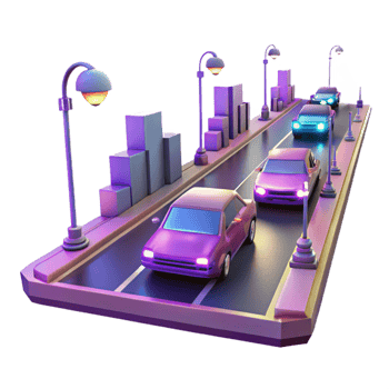 impressive abstract Night City Road 3D Illustration original png