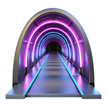 serene vintage Neon Tunnel 3D Render genuine png