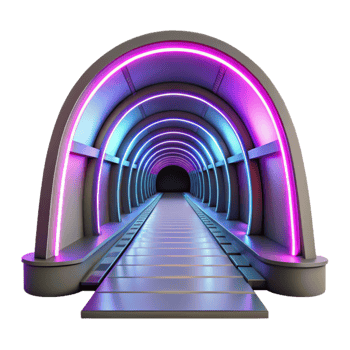 impressive vintage Neon Tunnel 3D Render genuine png