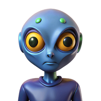 beautiful traditional 3D Render Cute Alien Character Illustration authentic png