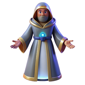 wonderful traditional 3D Cartoon Wise Wizard Illustration premium png