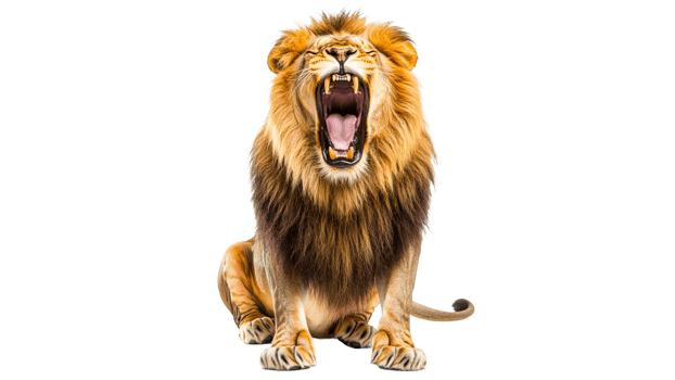 Majestic lion roaring with impressive presence png
