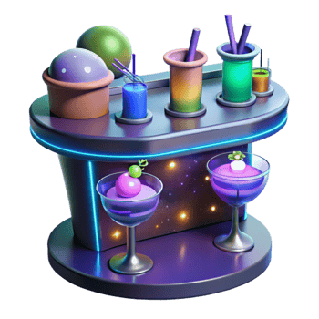 stunning classic Cosmic Cocktail Bar 3D Illustration original png