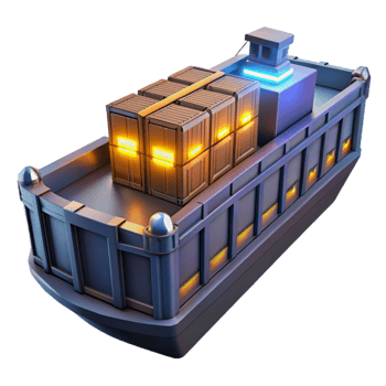 impressive artistic 3D Render Cargo Barge Illustration 4K png