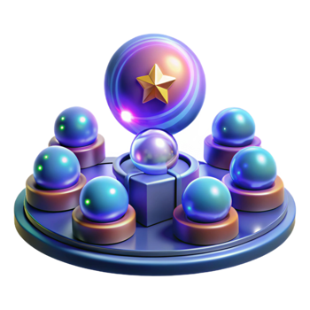 wonderful classic 3D Render of Shining Orbs and Star premium png