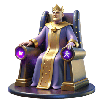 vibrant classic 3D Render King on Throne exclusive png