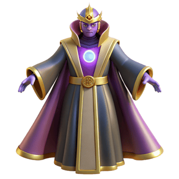 impressive traditional Majestic 3D Render of a Purple Robed Wizard original png