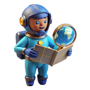 vibrant modern 3D Astronaut Exploring Earth authentic png