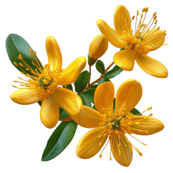 Yellow flowers bloom vibrantly with green leaves adding cheerful garden beauty png