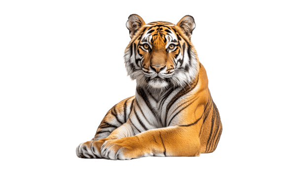 Tiger resting gracefully in nature png