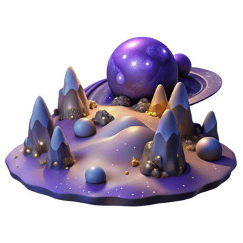 magnificent abstract Purple Planet 3D Render Fantasy Landscape premium png