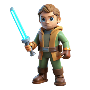 impressive traditional 3D Render Young Boy Lightsaber Fantasy high quality png