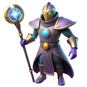 wonderful contemporary 3D Render Purple Mage with Staff high resolution png