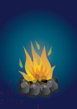 A campfire with wooden sticks vector