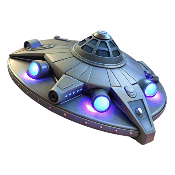 dramatic abstract Futuristic Flying Saucer 3D Render authentic png