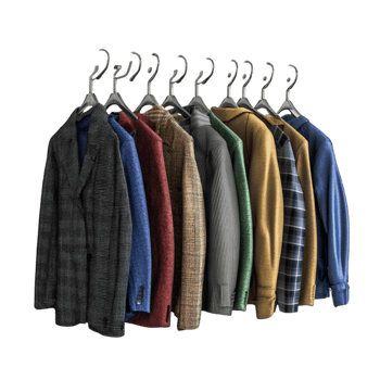 Row of Jackets Hanging on a Hanger png