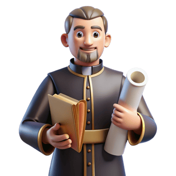 vibrant modern 3D Render Priest Character Illustration genuine png