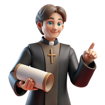 extraordinary traditional 3D Cartoon Priest Illustration 4K png