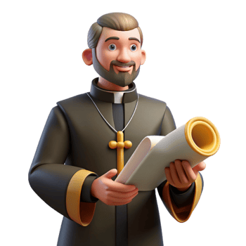 stunning modern 3D Priest Illustration Holding Scroll detailed png