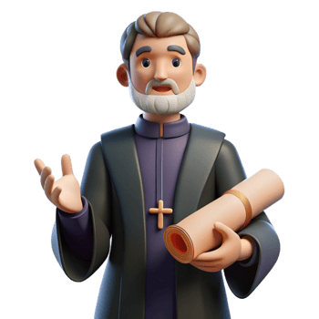 serene abstract 3D Illustration of Priest with Scroll authentic png
