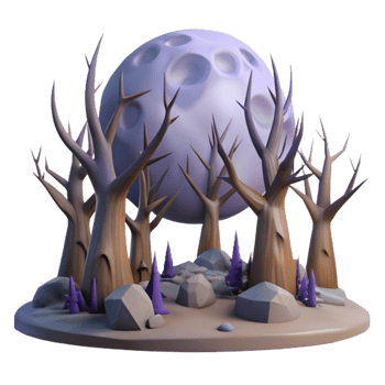 stunning creative 3D Stylized Moonlit Forest Illustration genuine png