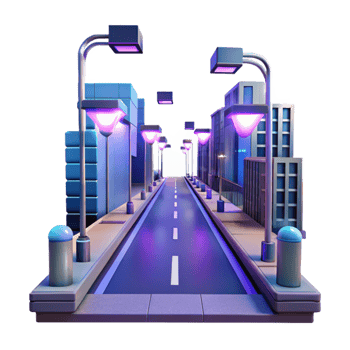 extraordinary creative Night City Road 3D Illustration professional png