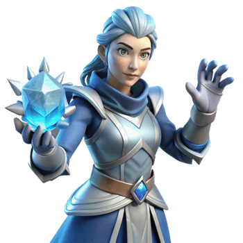 impressive traditional 3D Render Female Knight Ice Magic original png