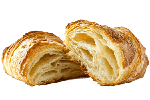 Freshly baked croissant showcases flaky layers png