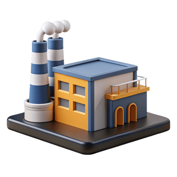 serene contemporary 3D Model Factory Illustration 4K png