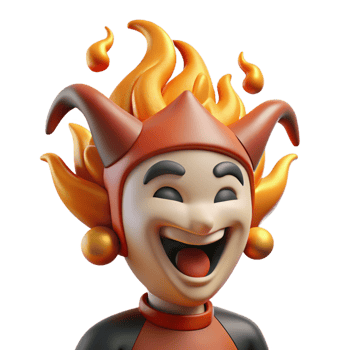 elegant vintage Joyful 3D Jester Illustration with Flaming Hair high quality png