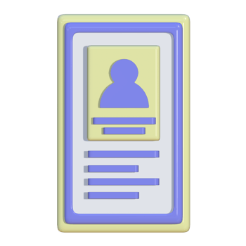 3D artwork of an ID card with portrait view. Suitable for use as a media for company presentations, business, and advertising png