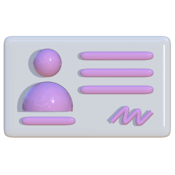 3D artwork of a landscape view ID card with signature symbol. Suitable for use as a media for company presentations, business, and advertising. png