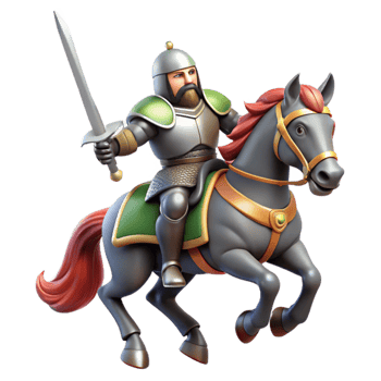 impressive vintage 3D Illustration Medieval Knight on Horseback 4K png