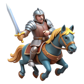 impressive abstract 3D Illustration Knight on Horseback detailed png