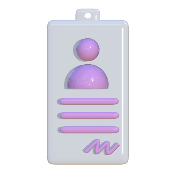 3D artwork of a portrait view ID card with signature symbol. Suitable for use as a media for company presentations, business, and advertising. png
