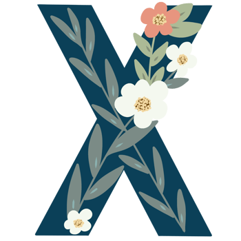 Floral Alphabet letter X png