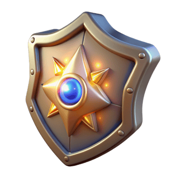 impressive artistic Golden Shield 3D Render original png