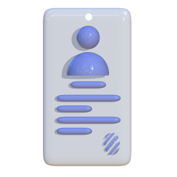 3D artwork of a portrait view ID card with fingerprint symbol. Suitable for use as a media for company presentations, business, and advertising. png