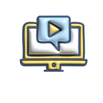 3D Streaming Icon with Play Button and Computer Screen png