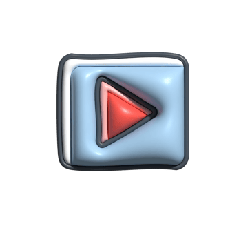 3D Play Button Icon with Blue Background and Red Triangle png