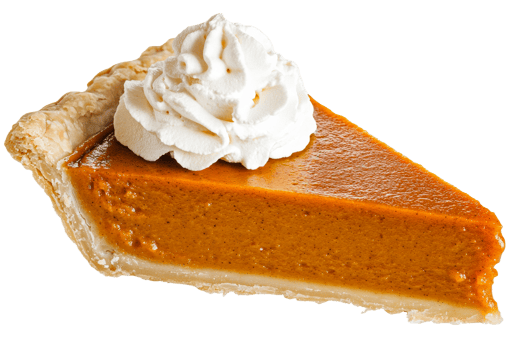 Pumpkin pie slice with whipped cream png