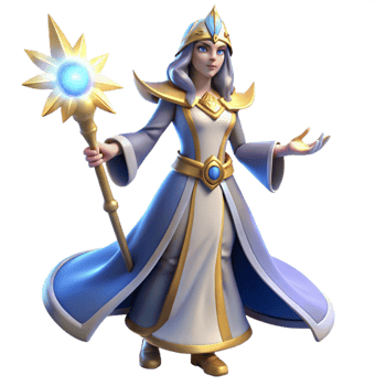 extraordinary vintage 3D Render of a Fantasy Female Mage detailed png
