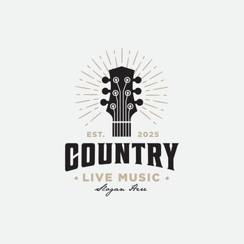 Retro Country Guitar Music Western Vintage Logo Design vector