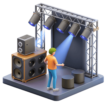 extraordinary classic Stage Lighting, Sound System, and Performer original png