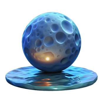 wonderful traditional 3D Moon Sphere on Water Illustration high resolution png