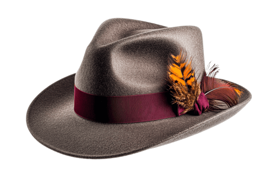 Colorful feathered fedora for parties png
