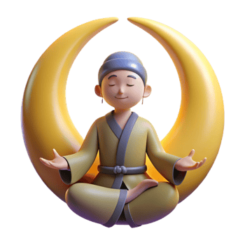 beautiful classic 3D Render Peaceful Monk Moon Illustration high quality png