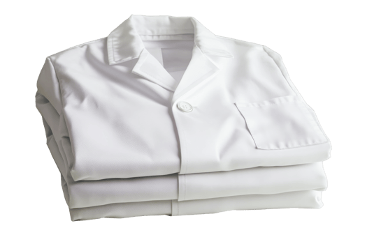 White lab coats stacked neatly for professionals png