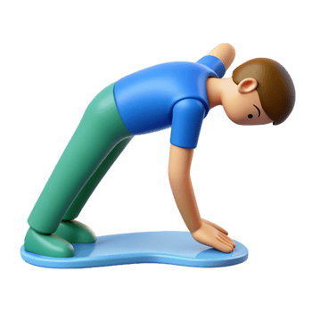 wonderful vintage 3D Cartoon Person Performing Forward Bend Exercise genuine png