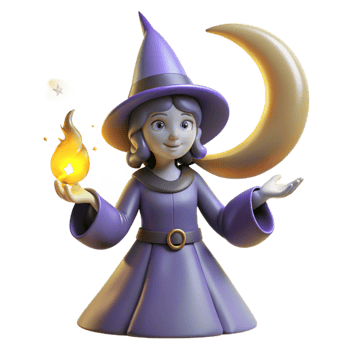 elegant modern Cute Witch 3D Render original png